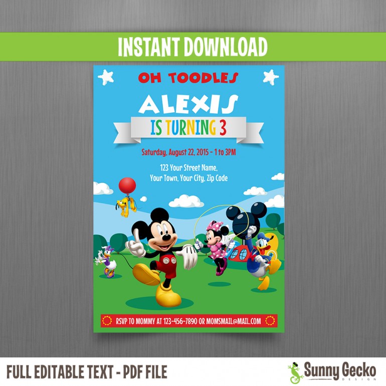 Mickey Mouse Clubhouse Party 5x7 in. Birthday Invitation (Set 2)